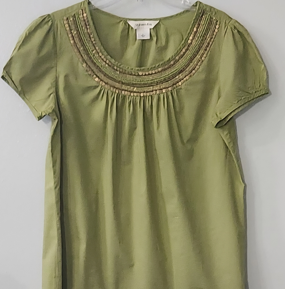 St. John's Bay Sage Green Embellished Blouse
